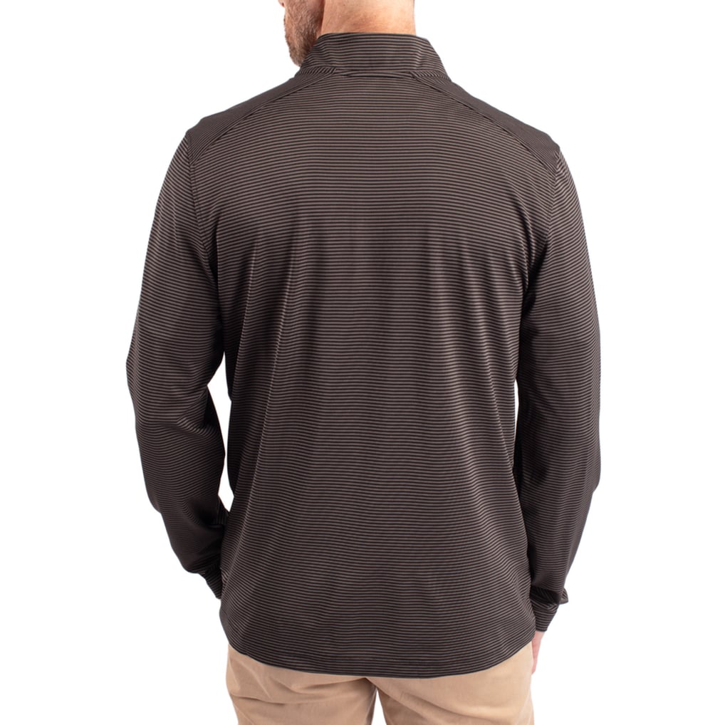  Midwestern State Mustangs Cutter & Buck Virtue Micro Stripe DryTec Quarter-Zip Pullover - Black